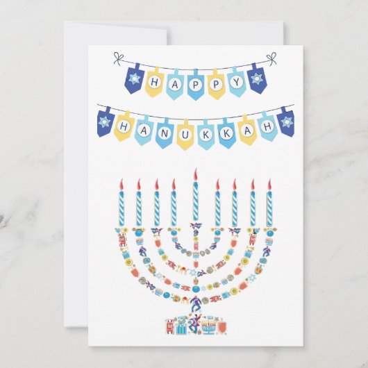 Hanukkah Menorah with Candles and Traditional Item Feestdagenkaart (Voorkant)