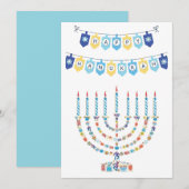 Hanukkah Menorah with Candles and Traditional Item Feestdagenkaart (Voorkant / Achterkant)