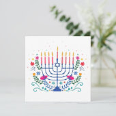 Hanukkah Menorah with Candles and Traditional Item Kaart (Staand voorkant)