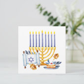 Hanukkah Menorah with Candles and Traditional Item Kaart (Staand voorkant)