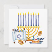 Hanukkah Menorah with Candles and Traditional Item Kaart (Voorkant)