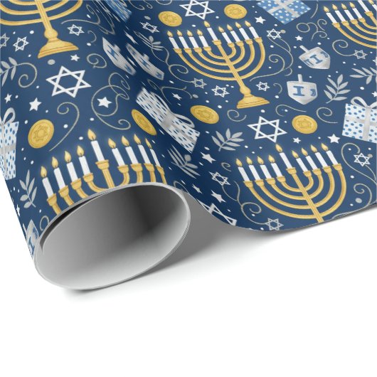 Hanukkah Menorah Wrapping Paper Cadeaupapier (Rol Hoek)