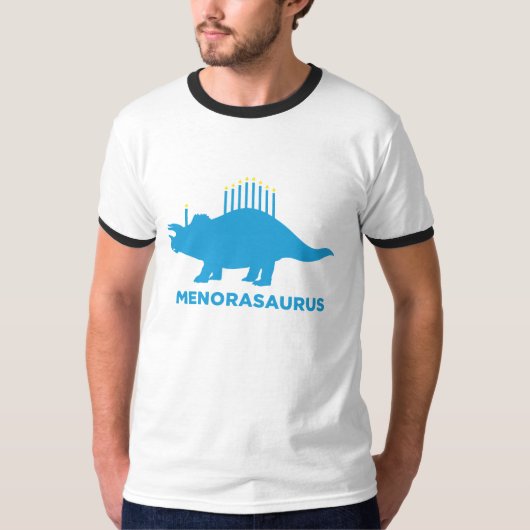 Hanukkah Menorasaurus Menorah Dinosaurus T-shirt (Voorkant)