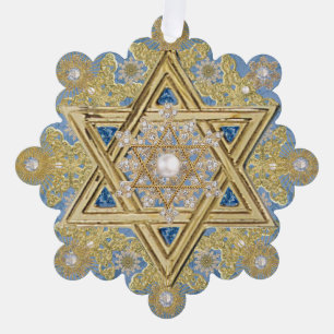 Hanukkah Met Juweel Versierde Sneeuwvlok Ornament  Kaart