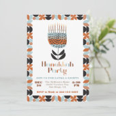 Hanukkah Mod Menorah Party Uitnodiging (Staand voorkant)