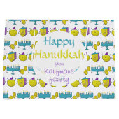 Hanukkah modern grappig voeg jouw naam toe groot cadeauzakje (Voorkant)