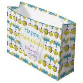 Hanukkah modern grappig voeg jouw naam toe groot cadeauzakje (Voorkant Gekanteld)