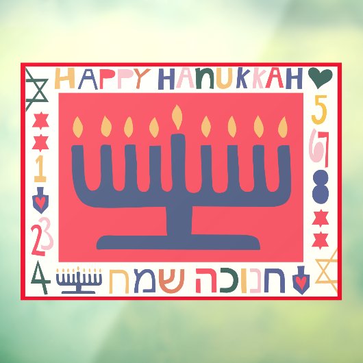 Hanukkah Modern Menorah Window Cling Raamsticker (Vel 3)