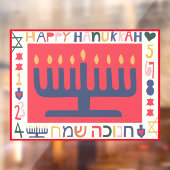 Hanukkah Modern Menorah Window Cling Raamsticker (Vel 2)