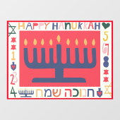 Hanukkah Modern Menorah Window Cling Raamsticker (Vel)