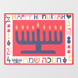 Hanukkah Modern Menorah Window Cling Raamsticker