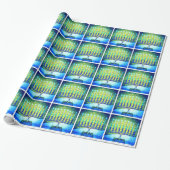 Hanukkah Modern Trendy Blue Green Menorah Pattern Cadeaupapier (Uitgerold)