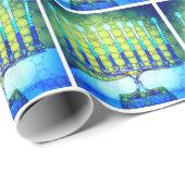 Hanukkah Modern Trendy Blue Green Menorah Pattern Cadeaupapier (Rol Hoek)