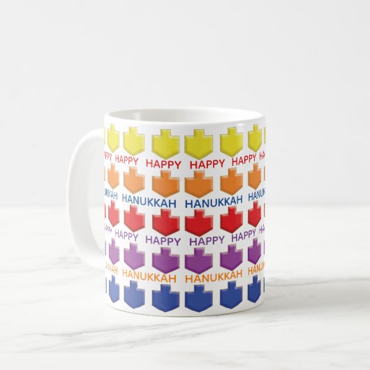 Hanukkah Mok "3D Dreidels" (Voorkant links)