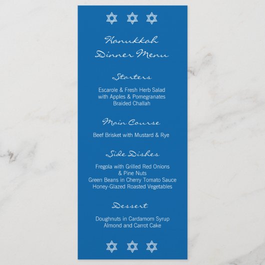Hanukkah Motif blauw menu (Voorkant)