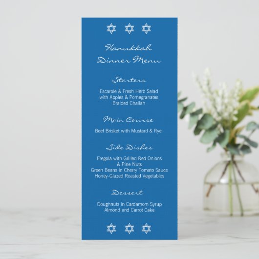 Hanukkah Motif blauw menu (Staand voorkant)