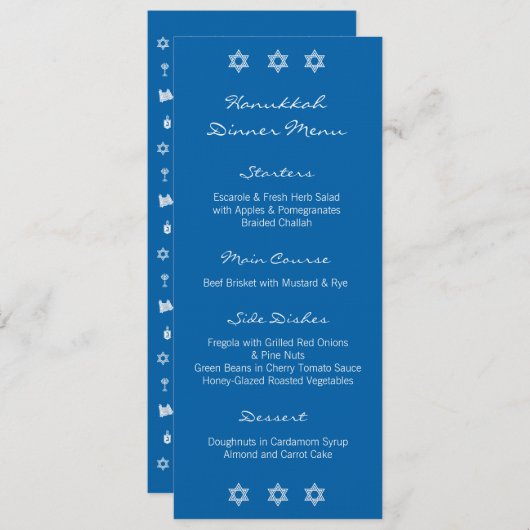 Hanukkah Motif blauw menu (Voorkant / Achterkant)