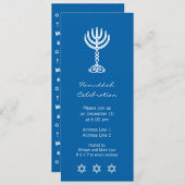 Hanukkah Motif blue Long Invitation Kaart (Voorkant / Achterkant)