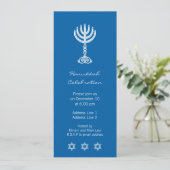 Hanukkah Motif blue Long Invitation Kaart (Staand voorkant)