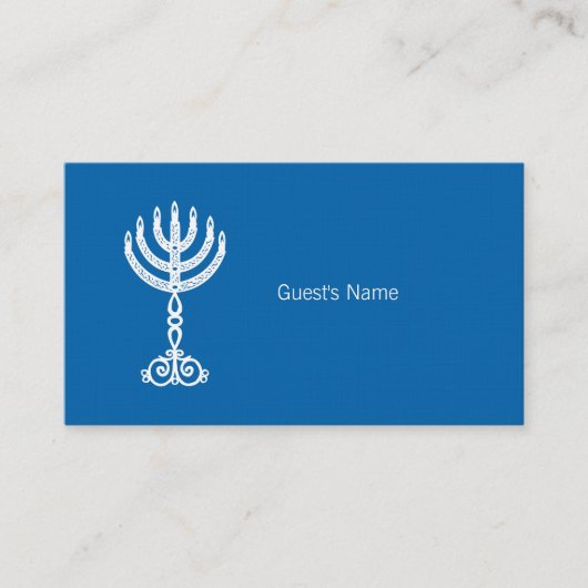 Hanukkah Motif blue Place Card Plaatskaartje (Voorkant)