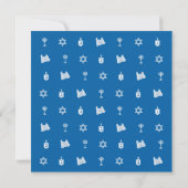 Hanukkah Motif blue Square Invitation Kaart (Achterkant)
