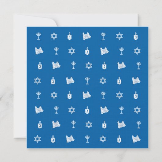 Hanukkah Motif blue Square Invitation Kaart (Achterkant)