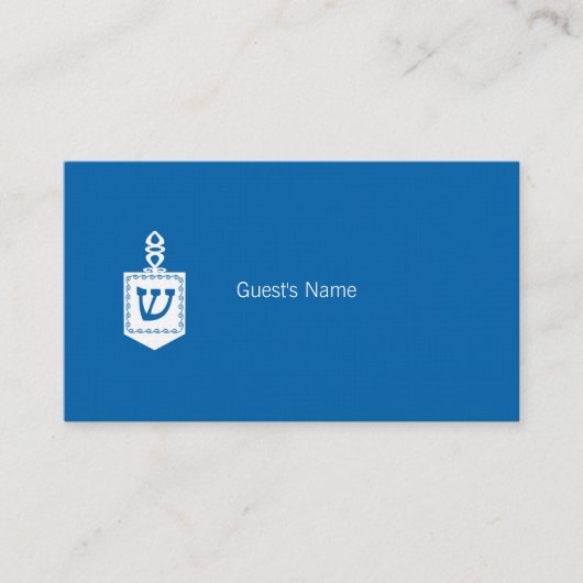 Hanukkah Motif Dreidel Blue Place Card Plaatskaartje (Voorkant)