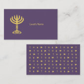 Hanukkah Motif paarse Place Card Plaatskaartje (Voorkant / Achterkant)