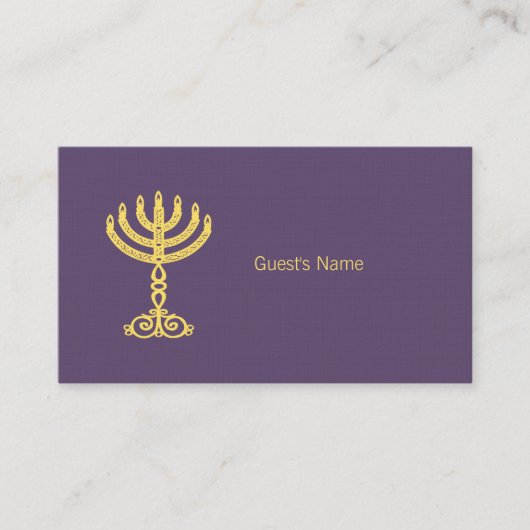 Hanukkah Motif paarse Place Card Plaatskaartje (Voorkant)