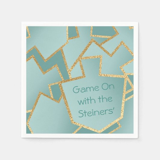 Hanukkah Napkin Pas New Elegant Turquoise aan Servet (Voorkant)