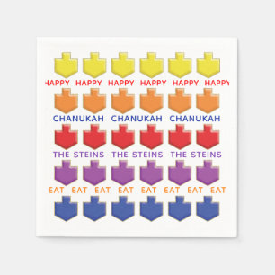 Hanukkah Napkin personaliseer "3D Dreidels" Servet