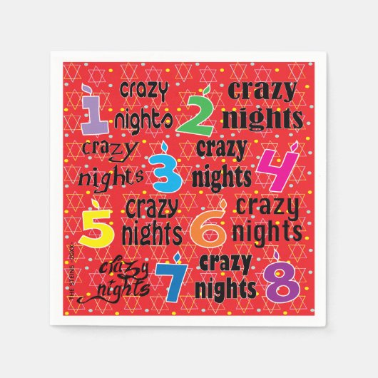 Hanukkah Napkin Personalize "8 Crazy Nights/Red Servet (Voorkant)