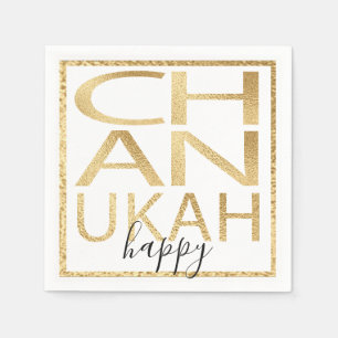 Hanukkah Napkin personalize Chanukah Happy Gold Servet