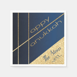 Hanukkah Napkin personalize Elegant too Navy, Gold Servet