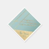 Hanukkah Napkin personalize Elegant too Turq, Gold Servet (Hoek)