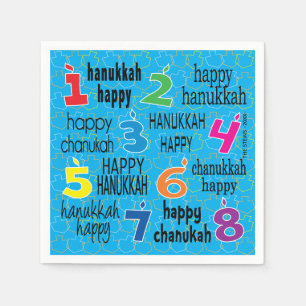 Hanukkah Napkin personalize "Hanukkah Happy/Blue" Servet