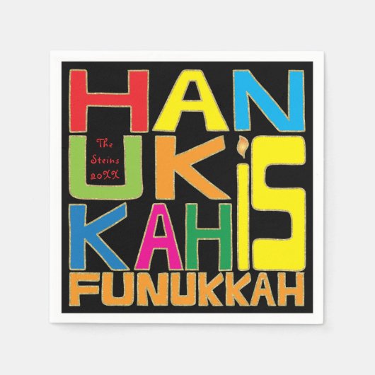 Hanukkah Napkin personalize "Hanukkah is Funukkah" Servet (Voorkant)