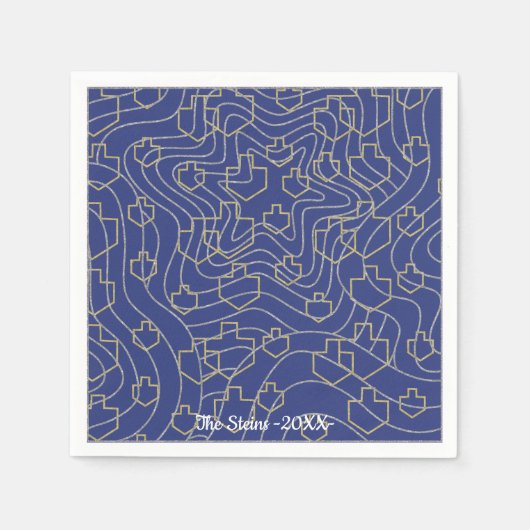 Hanukkah Napkin personalize "Stars & Dreidels" Servet (Voorkant)