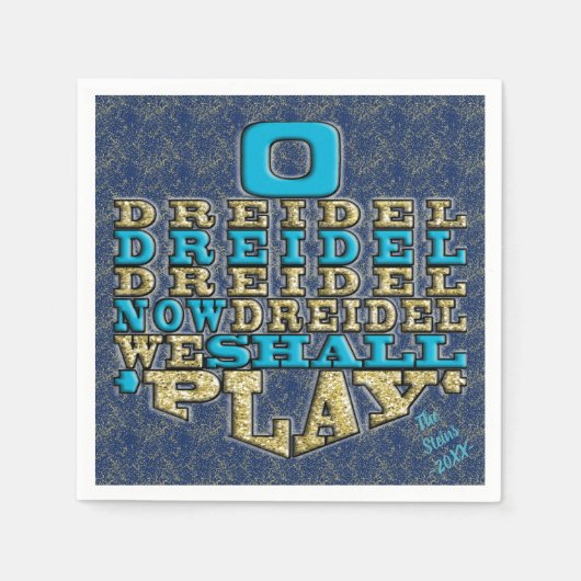Hanukkah Napkins personalize "Dreidel Play" Servetten (Voorkant)