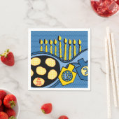 Hanukkah Napkins Personalize "Latkes & Lights" Servet (Insitu)