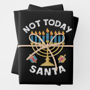 Hanukkah Niet Vandaag Kerstman Joods Chanukah Inpakpapier Vel