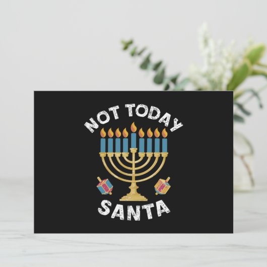 Hanukkah Niet Vandaag Kerstman Joods Chanukah  Kaart (Staand voorkant)