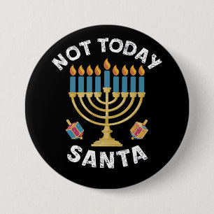 Hanukkah Niet Vandaag Kerstman Joods Chanukah Ronde Button 7,6 Cm