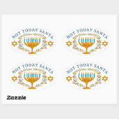 HANUKKAH NIET VANDAAG SANTA Funny Bloemen Hand-get Ovale Sticker (Vel)