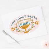 HANUKKAH NIET VANDAAG SANTA Funny Bloemen Hand-get Ovale Sticker (Envelop)