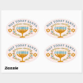 HANUKKAH NIET VANDAAG SANTA Funny Bloemen Hand-get Ovale Sticker (Vel)