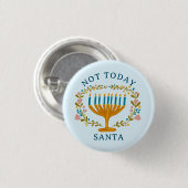 HANUKKAH NIET VANDAAG SANTA Funny Bloemen Hand-get Ronde Button 3,2 Cm (Voorkant /achterkant)