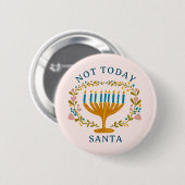 HANUKKAH NIET VANDAAG SANTA Funny Bloemen Hand-get Ronde Button 5,7 Cm (Voorkant /achterkant)