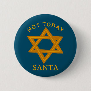 HANUKKAH NIET VANDAAG SANTA Funny STAR Hand-getrok Ronde Button 5,7 Cm