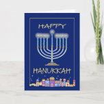 Hanukkah Night Feestdagen Kaart<br><div class="desc">Chanoeka/Hanukkah-vakantiekaart. Viel het feest van de lichten met familie en vrienden. Inside is aanpasbaar "May this Chanukah en alle dagen die volgen zijn vol van vreugde,  schoonheid en sjalom."</div>